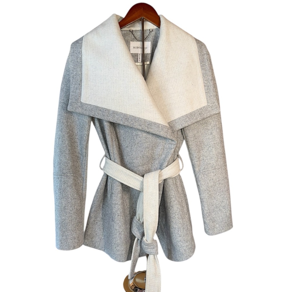 BCBGeneration Wool Blend Two Toned Jacket in Grey Oatmeal Size Medium